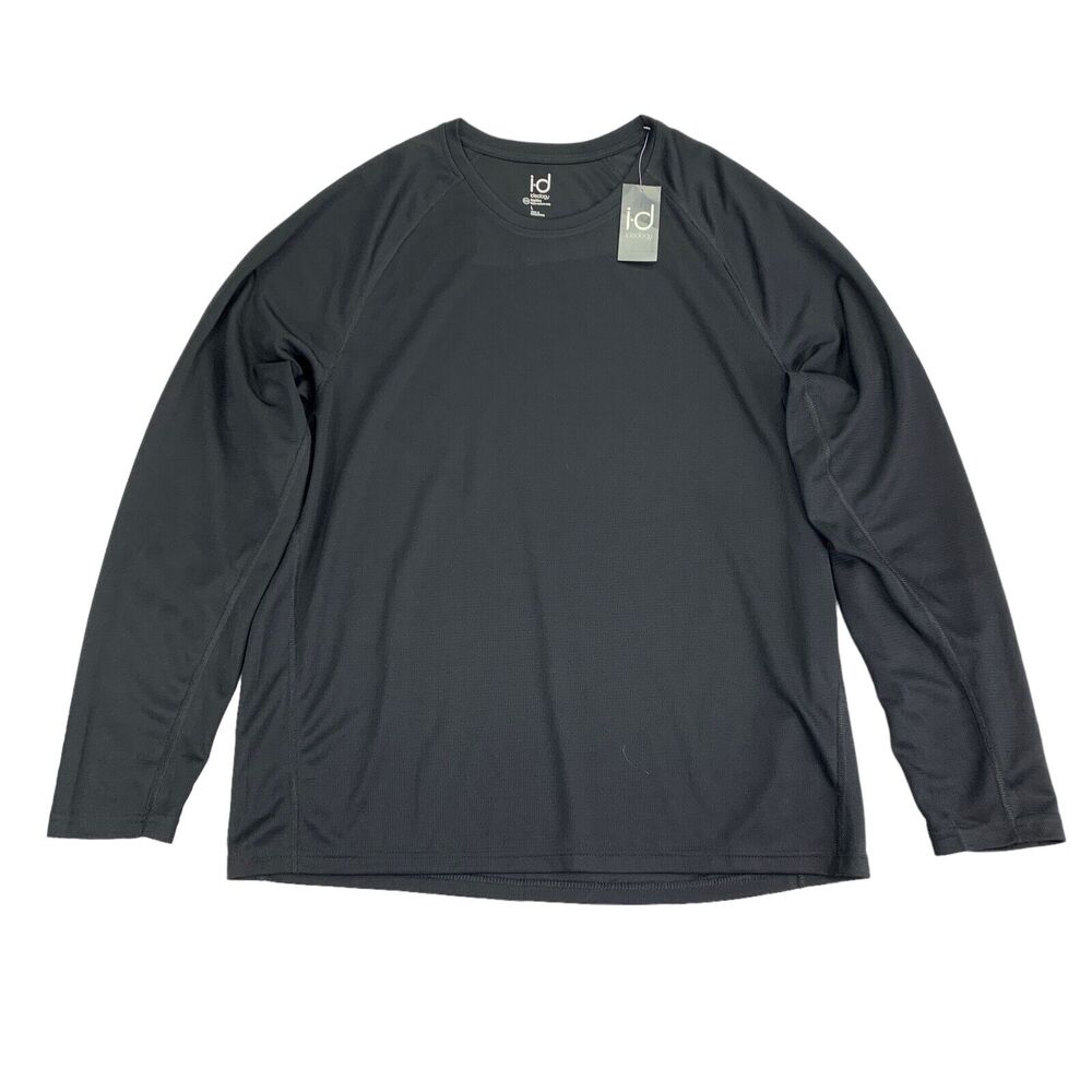 Ideology Mens RapiDry Moisture-Wicking Mesh Long Sleeve Crewneck T-Shirt Black L